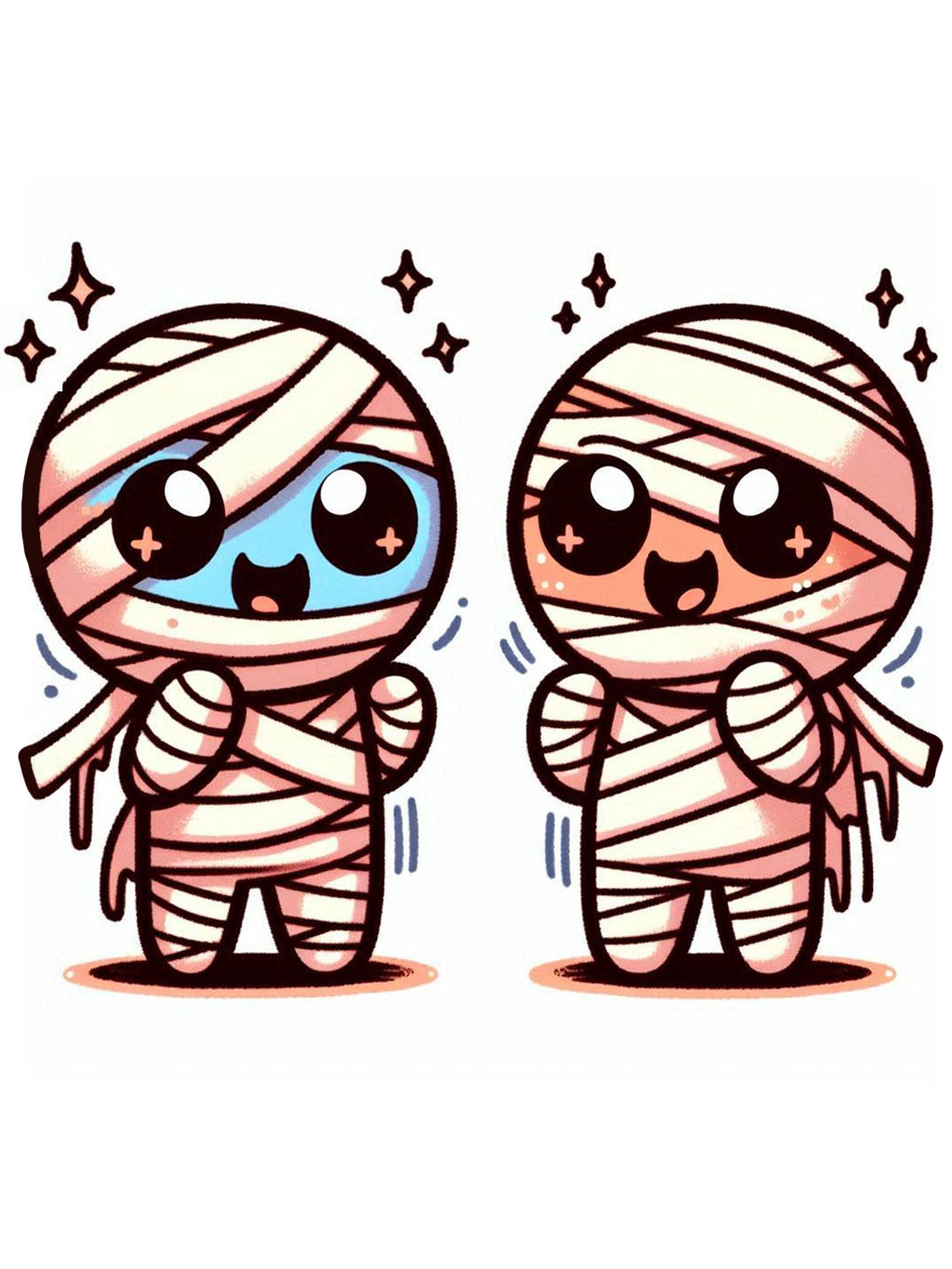 cute halloween drawings for kids 2 image of two mummy pals looking joyful and friendly.